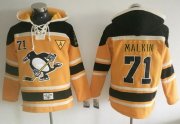 Wholesale Cheap Penguins #71 Evgeni Malkin Gold Sawyer Hooded Sweatshirt Stitched NHL Jersey