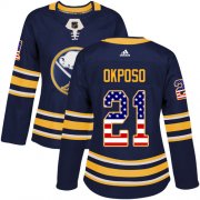 Wholesale Cheap Adidas Sabres #21 Kyle Okposo Navy Blue Home Authentic USA Flag Women's Stitched NHL Jersey