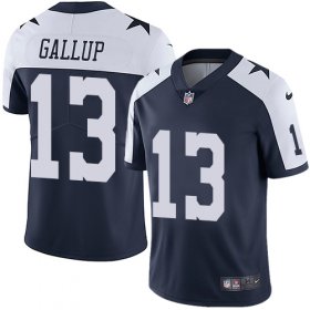Wholesale Cheap Nike Cowboys #13 Michael Gallup Navy Blue Thanksgiving Men\'s Stitched NFL Vapor Untouchable Limited Throwback Jersey