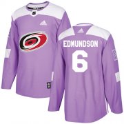 Wholesale Cheap Adidas Hurricanes #6 Joel Edmundson Purple Authentic Fights Cancer Stitched NHL Jersey