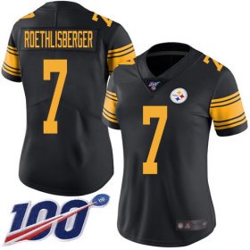 Wholesale Cheap Nike Steelers #7 Ben Roethlisberger Black Women\'s Stitched NFL Limited Rush 100th Season Jersey