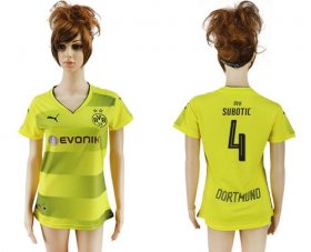 Wholesale Cheap Women\'s Dortmund #4 Subotic Home Soccer Club Jersey