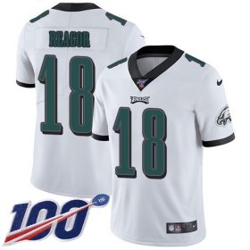 Wholesale Cheap Nike Eagles #18 Jalen Reagor White Youth Stitched NFL 100th Season Vapor Untouchable Limited Jersey