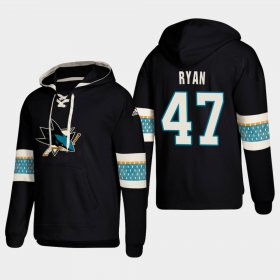 Wholesale Cheap San Jose Sharks #47 Joakim Ryan Black adidas Lace-Up Pullover Hoodie