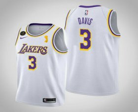 Wholesale Cheap Men\'s Los Angeles Lakers #3 Anthony Davis 2020 NBA Finals Champions Association White Jersey