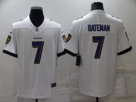 Wholesale Cheap Men\'s Baltimore Ravens #7 Rashod Bateman White 2022 Vapor Untouchable Stitched NFL Nike Limited Jersey