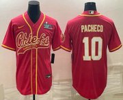Cheap Men's Kansas City Chiefs #10 Isiah Pacheco Red With Super Bowl LVII Patch Cool Base Stitched Baseball Jersey