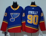 Wholesale Cheap Adidas Blues #90 Ryan O'Reilly Blue/Red Authentic 2019 Heritage Stitched NHL Jersey