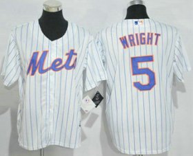 Wholesale Cheap Men\'s New York Mets David Wright White(Blue Strip) Home Cool Base Stitched MLB Jersey