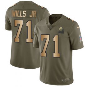 Wholesale Cheap Nike Browns #71 Jedrick Wills JR Olive/Gold Youth Stitched NFL Limited 2017 Salute To Service Jersey