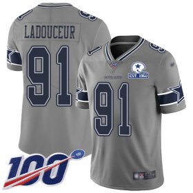 Wholesale Cheap Nike Cowboys #91 L.P. Ladouceur Gray Men\'s Stitched With Established In 1960 Patch NFL Limited Inverted Legend 100th Season Jersey