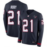 Wholesale Cheap Nike Texans #21 Bradley Roby Navy Blue Team Color Men's Stitched NFL Limited Therma Long Sleeve Jersey