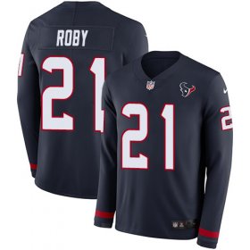 Wholesale Cheap Nike Texans #21 Bradley Roby Navy Blue Team Color Men\'s Stitched NFL Limited Therma Long Sleeve Jersey