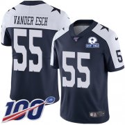Wholesale Cheap Nike Cowboys #55 Leighton Vander Esch Navy Blue Thanksgiving Men's Stitched With Established In 1960 Patch NFL 100th Season Vapor Untouchable Limited Throwback Jersey