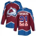 Wholesale Cheap Adidas Avalanche #21 Peter Forsberg Burgundy Home Authentic USA Flag Stitched Youth NHL Jersey