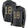 Wholesale Cheap Nike Jaguars #18 Chris Conley Anthracite Salute to Service Men's Stitched NFL Limited Therma Long Sleeve Jersey
