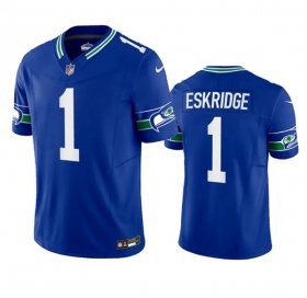 Wholesale Cheap Men\'s Seattle Seahawks #1 Dee Eskridge Royal 2023 F.U.S.E. Vapor Limited Throwback Stitched Jersey