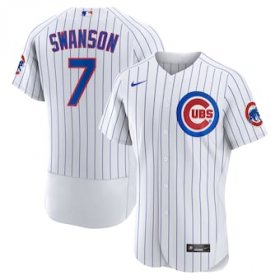 Wholesale Cheap Men\'s Chicago Cubs #7 Dansby Swanson White Home Stitched MLB Flex Base Nike Jersey