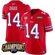 Cheap Men's Buffalo Bills #14 Stefon Diggs Red 2023 F.U.S.E. AFC East Champions With 3-star C Ptach Football Stitched Jersey