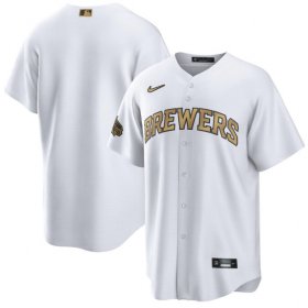Wholesale Cheap Men\'s Milwaukee Brewers Blank White 2022 All-Star Cool Base Stitched Baseball Jersey
