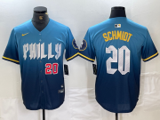 Cheap Men's Philadelphia Phillies #20 Mike Schmidt Blue 2024 City Cool Base Jerseys