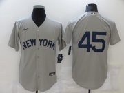 Wholesale Cheap Men's New York Yankees #45 Gerrit Cole 2021 Grey Field of Dreams Cool Base Stitched Baseball Jersey