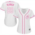 Wholesale Cheap Indians #28 Corey Kluber White/Pink Fashion Women's Stitched MLB Jersey