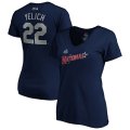 Wholesale Cheap National League #22 Christian Yelich Majestic Women's 2019 MLB All-Star Game Name & Number V-Neck T-Shirt - Navy