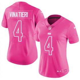 Wholesale Cheap Nike Colts #4 Adam Vinatieri Pink Women\'s Stitched NFL Limited Rush Fashion Jersey