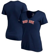 Wholesale Cheap Boston Red Sox Majestic Women's 2019 Gold Program Wordmark V-Neck T-Shirt Navy