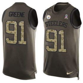 Wholesale Cheap Nike Steelers #91 Kevin Greene Green Men\'s Stitched NFL Limited Salute To Service Tank Top Jersey