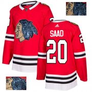 Wholesale Cheap Adidas Blackhawks #20 Brandon Saad Red Home Authentic Fashion Gold Stitched NHL Jersey