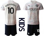 Wholesale Cheap Youth 2020-2021 club Manchester City away white 10 Soccer Jerseys