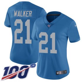 Wholesale Cheap Nike Lions #21 Tracy Walker Blue Throwback Women\'s Stitched NFL 100th Season Vapor Untouchable Limited Jersey