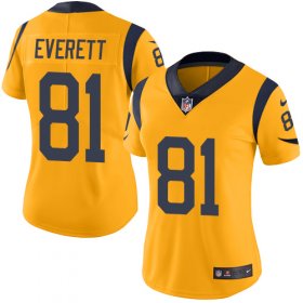 Wholesale Cheap Nike Rams #81 Gerald Everett Gold Women\'s Stitched NFL Limited Rush Jersey