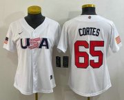 Cheap Women's USA Baseball #65 Nestor Cortes 2023 White World Classic Stitched Jersey
