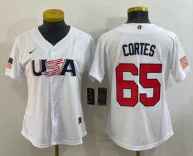Cheap Women\'s USA Baseball #65 Nestor Cortes 2023 White World Classic Stitched Jersey