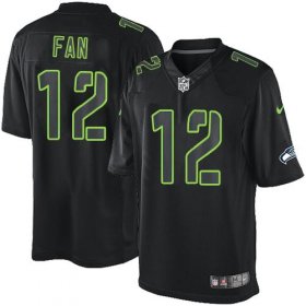 Wholesale Cheap Nike Seahawks #12 Fan Black Men\'s Stitched NFL Impact Limited Jersey