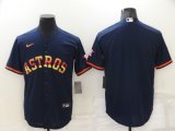Wholesale Cheap Men's Houston Astros Blank Navy Blue Rainbow Stitched MLB Cool Base Nike Jersey