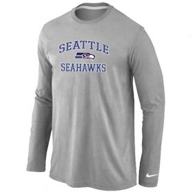 Wholesale Cheap Nike Seattle Seahawks Heart & Soul Long Sleeve T-Shirt Grey