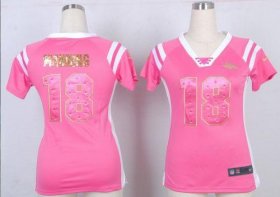 Wholesale Cheap Nike Broncos #18 Peyton Manning Pink Women\'s Stitched NFL Elite Draft Him Shimmer Jersey