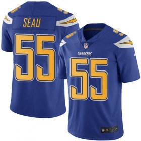 Wholesale Cheap Nike Chargers #55 Junior Seau Electric Blue Men\'s Stitched NFL Limited Rush Jersey