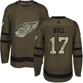 Wholesale Cheap Adidas Red Wings #17 Brett Hull Green Salute to Service Stitched NHL Jersey