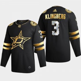 Cheap Dallas Stars #3 John Klingberg Men\'s Adidas Black Golden Edition Limited Stitched NHL Jersey