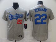 Wholesale Cheap Men Los Angeles Dodgers 22 Kershaw Grey Elite 2021 Nike MLB Jersey
