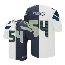 Wholesale Cheap Nike Seahawks #54 Bobby Wagner White/Steel Blue Men\'s Stitched NFL Elite Split Jersey