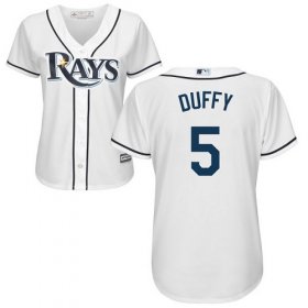 Wholesale Cheap Rays #5 Matt Duffy White Home Women\'s Stitched MLB Jersey
