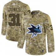 Wholesale Cheap Adidas Sharks #31 Martin Jones Camo Authentic Stitched NHL Jersey