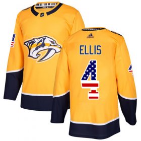 Wholesale Cheap Adidas Predators #4 Ryan Ellis Yellow Home Authentic USA Flag Stitched Youth NHL Jersey