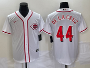 Wholesale Cheap Men's Cincinnati Reds #44 Elly De La Cruz White Cool Base Stitched Baseball Jersey